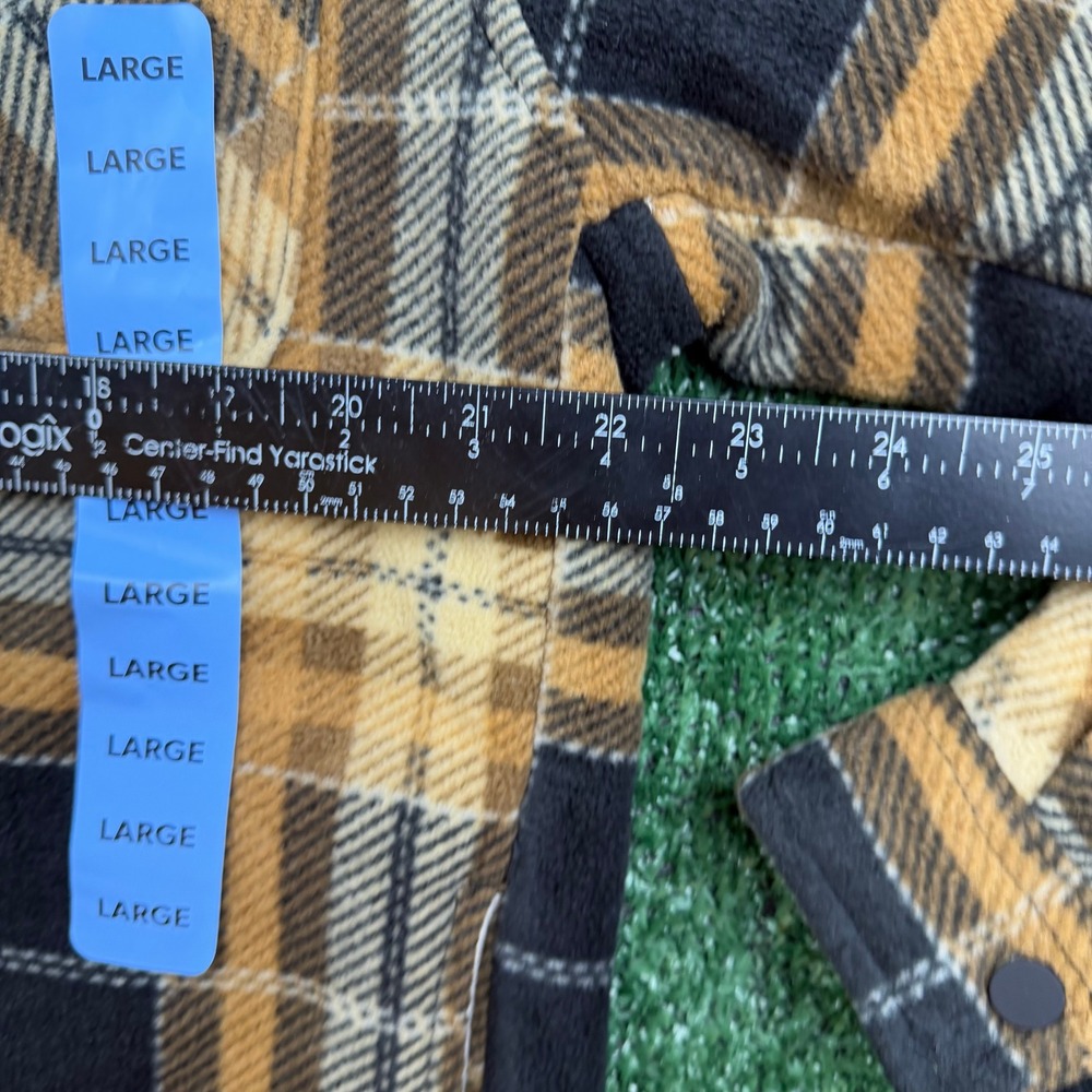 NWT Members Mark Mens Sherpa Lined Shacket Plaid Fleece Jacket Yellow Black L - Picture 5 of 6